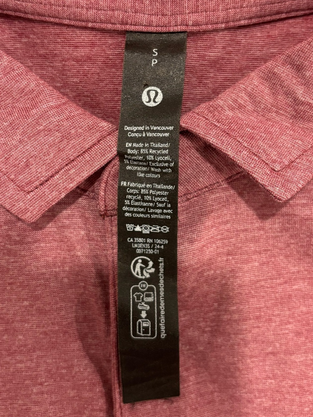 Lululemon Evolution Polo Shirt Men Small Red Golf Performance Lightweight Preppy - Picture 7 of 9